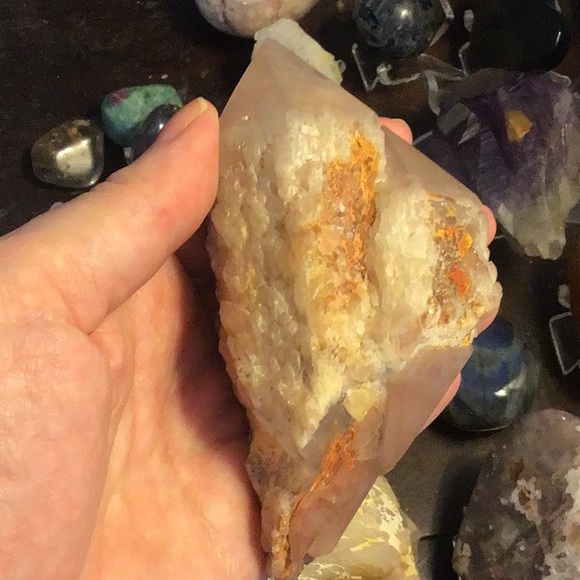 Rare double crystal double terminated candle quartz w hematite elestial - Picture 6 of 16